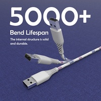Cable USB-A de Carga Rápida 3A, 1m, Blanco, con Revestimiento de PVC y Trenzado, para Coche, Banco de Energía, Computadora, Dispositivos iOS, MFI, al por Mayor