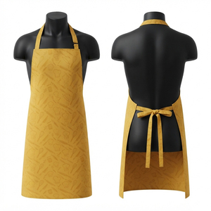 Delantal de Chef Premium de Mezcla de Algodón de 240 GSM, Amarillo Dorado, con Tirantes Ajustables en Cuello y Cintura, Media Manga, Lona, Logotipo Personalizado - Product Image 1