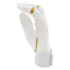 Premium All White Real Leather Baseball Batting Gloves Heavy Duty Padded Palm Protective Custom Soft T-Ball Grip Gloves - Product Image 4