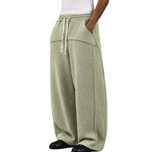 Pantalon de survêtement large pour homme, taille élastique avec cordon de serrage, poches latérales, décontracté, gris, en coton respirant, séchage rapide, épais, pour l'hiver - Product Image 5