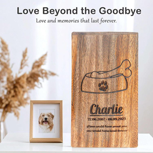 Wooden Funeral Urn with Custom Name Engraving Handmade Hardwood Cremation Urn by AYAANS - Product Image 4