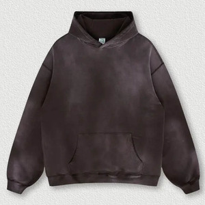 เสื้อฮู้ดสีม่วงสำหรับผู้ชาย ผ้าฝ้าย 100% เฟรนช์เทอร์รี่ ย้อมสีสำเร็จรูป พิมพ์ลาย แบบสวมหัว ถักทอ - Product Image 4