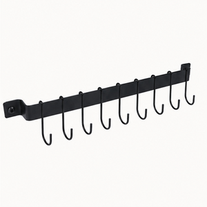 Heavy Duty Wall Mounted Sliding <b>Hook</b> Rack Stainless Steel <b>Kitchen</b> Utensil Hanger & Bathroom Towel Organizer Multipurpose - Product Image 5