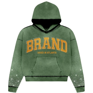 Sudadera con Capucha Personalizada 2026, Estilo Urbano, Brillante, con Pedrería y Diamantes Bordados, Ecológica, 100% Algodón, Felpa Francesa, con Bolsillo, Corte Regular para Hombre - Product Image 1