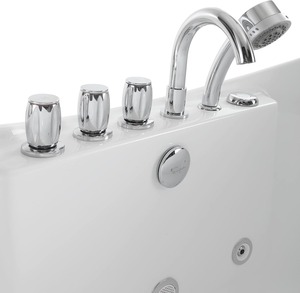 Baignoire autoportante ovale de 67 pouces avec 8 jets d'hydromassage réglables, baignoire de massage SPA de luxe en acrylique pour deux personnes - Product Image 1