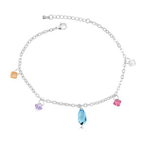 Crystal <b>Charm</b> Anklet <b>Bracelet</b> 925 Sterling Silver, Colorful <b>Charms</b> Anklet <b>for</b> Women and <b>Girls</b> Wear in Wedding Party's Jewellery - Product Image 2
