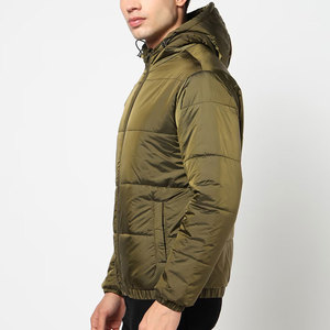 Blouson matelassé vert olive pour homme, coupe-vent en polyester, manteau d'hiver décontracté, fermeture éclair, coupe ajustée, motif Paisley sur le devant - Product Image 4