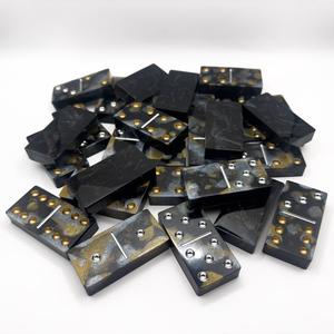 Juego de Dominó Clásico Ecológico de Resina Verde y Aluminio, Doble 6, 28 Fichas - Product Image 1