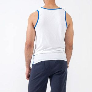 Latest Design Sleeveless Round Neck Custom Plain Breathable Knitted Sporty Gym Summer <b>Men's</b> Tank Top - Product Image 5