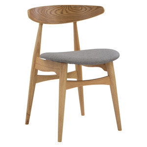 Dining Chair Malaysian <b>Oak</b> Bentwood Back Fabric Seat Contemporary <b>Light</b> Grey Home Restaurant Cafe Hotel - Product Image 5