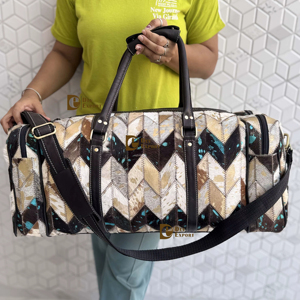 กระเป๋าเดินทางหนังเมทัลลิกขนเฟอร์รุ่นล่าสุดปี 2026 กระเป๋าดีไซน์เนอร์ทำมือสุดพิเศษ กระเป๋าเดินทางสำหรับทุกเพศ ใช้งานได้หลากหลาย กระเป๋าเดินทางขนาดใหญ่ - Product Image 1