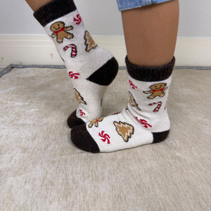 Chaussettes en laine pour bébés et tout-petits, motif pain d'épices de Noël, chaussettes blanches mi-mollet, chaudes, tricotées pour l'hiver, chaussettes de fête pour enfants, vente en gros - Product Image 3