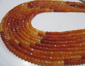 Collier de perles de cornaline naturelle ombrée, facettées, rondes, 3-4 mm, 14 pouces de long - Product Image 4