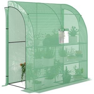 Serra a tettoia 7x3x7 con 2 porte avvolgibili e 3 ripiani in rete, copertura in PE per vivaio - Product Image 1