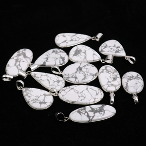 Collar al por mayor de howlita blanca natural, joyería artesanal con piedras preciosas, chapado en plata de ley 925, estilo bohemio a granel - Product Image 4