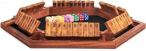 Juego de mesa de dados en caja de madera, clásico juego Shut The Box con dados para diversión familiar - Product Image 6