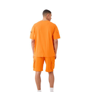 Conjunto de Verano Informal con Logotipo Personalizado, Transpirable, de Manga Corta, Holgado, para Hombre y Mujer, de Dos Piezas, Camiseta y Pantalones Cortos de Punto Sólido - Product Image 3