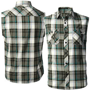 T-shirt en flanelle sans manches de bonne qualité, col rabattu, coton et polyester légers, t-shirt en flanelle pour homme avec poche poitrine - Product Image 3