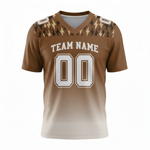 Maillot de football américain personnalisé pour adultes, manches courtes, respirant, option grande taille, devant 100% polyester, col en V - Product Image 1