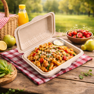 Contenedor de Alimentos Ecológico de Bagazo, Tipo Concha, 13x6 Pulgadas | Caja desechable de pulpa de caña de azúcar para llevar, para restaurantes y envasado de aperitivos - Product Image 3