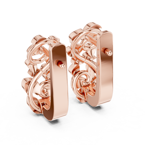 Boucles d'oreilles simples et discrètes en or rose 18 carats avec fermoir à clip, pour usage quotidien, soirées, bureau, cadeau de mariage pour femmes - Product Image 3