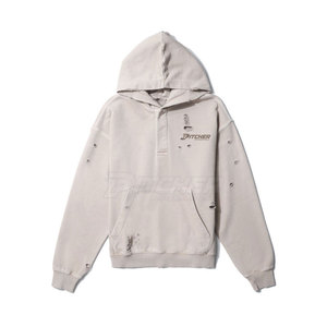 Stylish Everyday Distressed Hoodie For Men Casual Street Sweatshirt With Soft Cotton <b>Blend</b> - Product Image 2