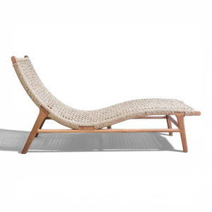 เก้าอี้อาบแดดสไตล์โมเดิร์น โครงไม้สัก พร้อมวัสดุเชือกถัก สำหรับตกแต่งบ้าน - Product Image 1