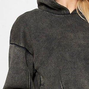 Sudadera Corta con Capucha para Mujer, Estilo Moderno, Algodón y Felpa, Talla Grande, Ropa Casual Urbana, MOQ Bajo, OEM, ODM, Venta al Por Mayor - Product Image 4