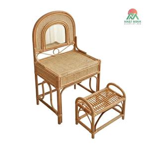 Nhat Minh Rattan Kids <b>Dressing</b> <b>Table</b> Set <b>With</b> Mirror And Stool Tropical Style Durable Furniture - Product Image 2