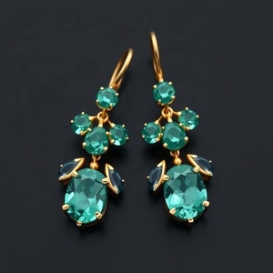 2024 bijoux fins personnalisés luxe Vintage 925 boucles d'oreilles en argent Sterling pierre précieuse verte cadeau de mariage pour femmes avec diamant de poire - Product Image 2