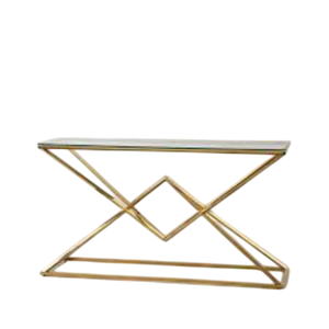 Table console moderne de luxe en acier inoxydable doré avec base sculpturale unique et plateau en marbre blanc pour entrée, hall ou salon - Product Image 4