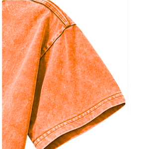 T-shirt ample vintage délavé orange à imprimé frontal pour homme, manches courtes, col rond, style streetwear décontracté, polyester/coton, séchage rapide - Product Image 4