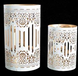 <b>Large</b> Birthday <b>Candle</b> Holder Ambient Lighting Warm Glow Decorative Handcrafted Perforated Metal Lantern Design Durable Round - Product Image 1