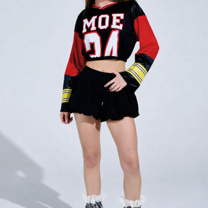 Jersey Corto de Fútbol Americano para Mujer, Manga Larga, Transpirable, de Poliéster, Ropa Urbana, Diseño de Número Bordado Personalizado, Venta al Por Mayor OEM - Product Image 5