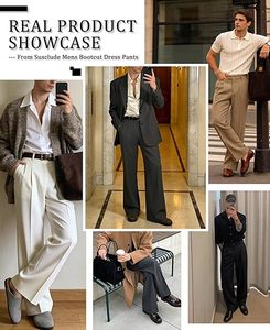 Premium Unisex Casual Pleated Wide Leg Polyester/Cotton Summer Formal Office Trousers Comfortable <b>Loose</b> Fit Business Wear <b>Dress</b> - Product Image 6