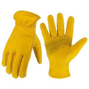 Guantes de Trabajo de Cuero, Completos, Amarillos, para Hombre y Mujer, para Jardinería y Trabajo al Aire Libre, Reforzados, Duraderos, de Piel de Vaca, Resistentes a Pinchazos - Product Image 1