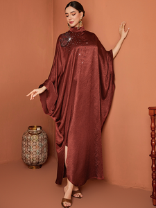 AN11450 ENVAFA Elegant Breathable Loose Fit Polyester Women's Abayas Wholesale Dubai Islamic Clothing Custom Fabric <b>Kaftan</b> Abaya - Product Image 2