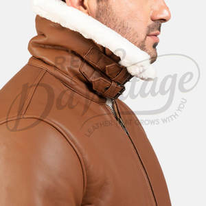 Veste en cuir d'agneau véritable pour homme de qualité supérieure, doublée de fourrure, style motard, veste d'aviateur, vêtement d'extérieur décontracté pour l'hiver - Product Image 1