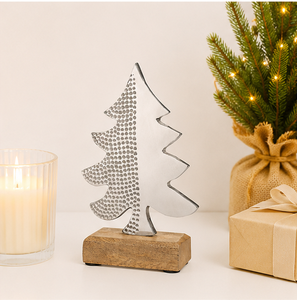 Vintage Design Home Decoration Sculpture Premium Quality Metal Christmas <b>Tree</b> With Natural Wooden Base For <b>Tabletop</b> Display - Product Image 6