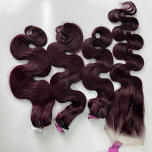 Meilleure qualité Deep Wave Raisin Couleur SDD Vietnamien Humain Vierge Cheveux Extension Machine Double Trame Prix de Gros Usine Vendeur - Product Image 2