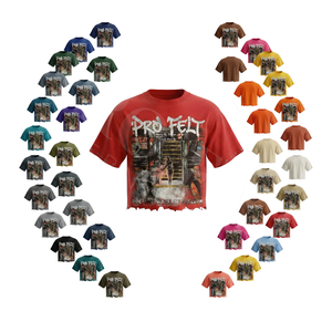 T-shirt Homme Streetwear Tendance et Élégant, Coupe Oversize Unie, Col Rond, Épaules Tombantes, Ourlet Effiloché, Logo Personnalisé, Style Hip Hop - Product Image 1