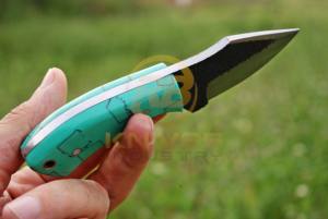 Cuchillo de Caza y Desollado de Acero al Carbono Hecho a Mano con Mango de Resina, Hoja Fija de Espiga Completa, DIY OEM, Funda de Cuero - Product Image 3