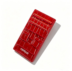 [Altamente Recomendado] Cartera Delgada de Cuero con Grabado de Cocodrilo Castello, Tarjetero Abierto de Poliéster en Negro, Azul Marino, Rojo y Verde - Product Image 2