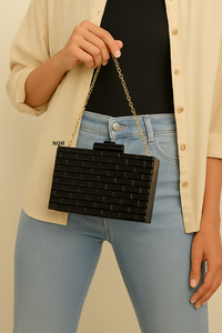 Bolso de Mano de Lujo Hecho a Mano, Duradero y Ecológico, de Madera y Resina, con Diseño Geométrico Incrustado, Cadena Cruzada, Logotipo Personalizado, Bolso de Noche - Product Image 3