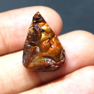 Cabochon d'agate de feu aux tons terreux, pierre précieuse naturelle unique, agate de feu polie à la main pour pendentif et bijoux - Product Image 1