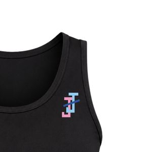 Women's <b>Black</b> Athletic <b>Tank</b> <b>Top</b> with JJ Logo Embroidery Sleeveless Crew Neck Training Workout Shirt for Women Fitness Wear - Product Image 3
