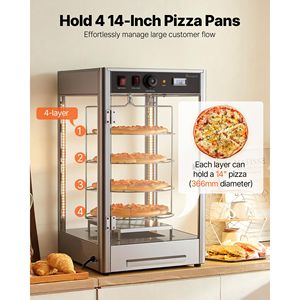 Scaldapizza Commerciale a 4 Livelli con Riscaldamento a Vapore, Capacità 14 Pizze, 86-185 Fahrenheit, Controllo Manuale della Temperatura - Product Image 3