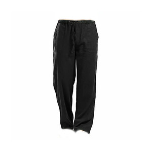 Men's Black Cotton Casual <b>Pants</b> Elastic Waist <b>Drawstring</b> Straight Fit Autumn Wear - Product Image 1
