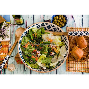 Handcrafted <b>Mango</b> <b>Wood</b> <b>Bowl</b> Set with Digital Printed Round Designs, Decorative Wooden Kitchenware for Dining and Serving Use - Product Image 1