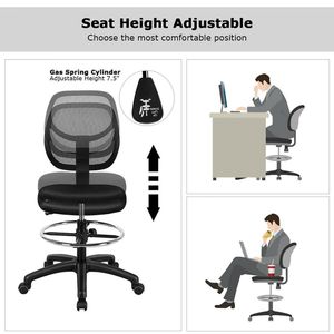 Sedia da Ufficio Ergonomica con Schienale Medio in Rete, Altezza Regolabile, 1 Pezzo - Product Image 5